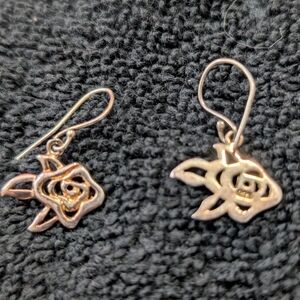 Vintage Sterling Silver .925 Flower Dangle Earrings